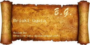 Briski Gyula névjegykártya